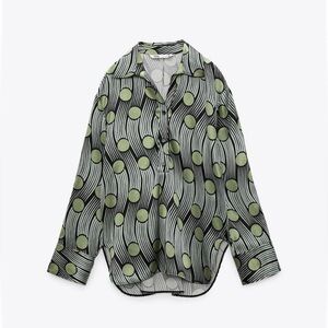 ZARA FLOWY PRINTED SATIN BLOUSE